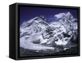 Mount Everest and Ama Dablam Seperated by a Glacier, Nepal-Michael Brown-Framed Stretched Canvas