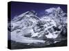 Mount Everest and Ama Dablam Seperated by a Glacier, Nepal-Michael Brown-Stretched Canvas