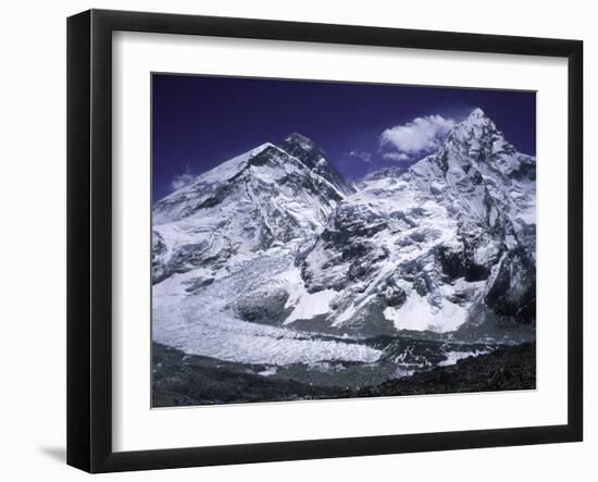 Mount Everest and Ama Dablam Seperated by a Glacier, Nepal-Michael Brown-Framed Photographic Print