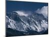 Mount Everest, Peak on the Left with Snow Plume, Seen Over Nuptse Ridge, Himalayas, Nepal-Tony Waltham-Mounted Photographic Print