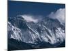 Mount Everest, Peak on the Left with Snow Plume, Seen Over Nuptse Ridge, Himalayas, Nepal-Tony Waltham-Mounted Photographic Print