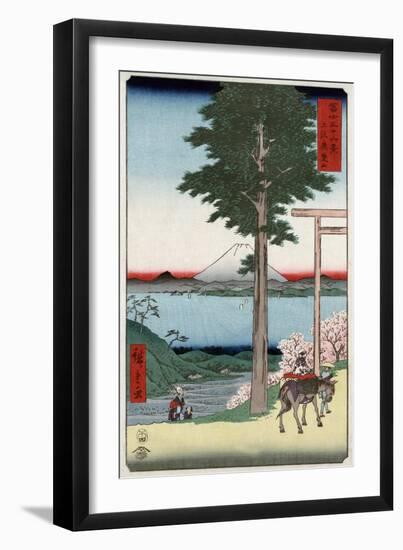 Mount Fuji across Yedo Bay Seen from Rokusozan, Japanese Wood-Cut Print-Lantern Press-Framed Art Print