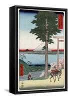 Mount Fuji across Yedo Bay Seen from Rokusozan, Japanese Wood-Cut Print-Lantern Press-Framed Stretched Canvas