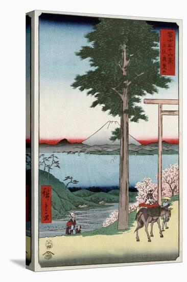 Mount Fuji across Yedo Bay Seen from Rokusozan, Japanese Wood-Cut Print-Lantern Press-Stretched Canvas