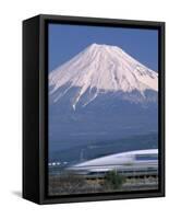 Mount Fuji and Bullet Train (Shinkansen), Honshu, Japan-Steve Vidler-Framed Stretched Canvas