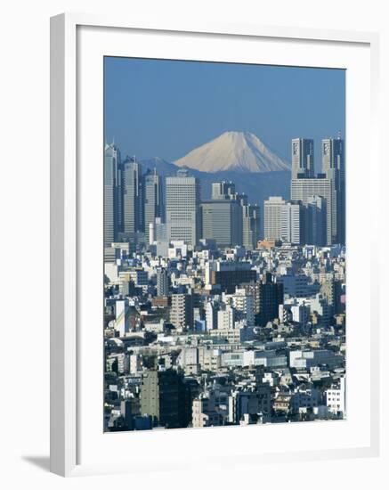 Mount Fuji and City Skyline, Tokyo, Honshu, Japan-null-Framed Premium Photographic Print