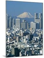 Mount Fuji and City Skyline, Tokyo, Honshu, Japan-null-Mounted Premium Photographic Print