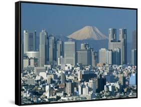 Mount Fuji and City Skyline, Tokyo, Honshu, Japan-null-Framed Stretched Canvas