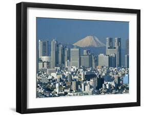 Mount Fuji and City Skyline, Tokyo, Honshu, Japan-null-Framed Premium Photographic Print