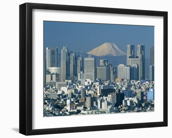 Mount Fuji and City Skyline, Tokyo, Honshu, Japan-null-Framed Premium Photographic Print