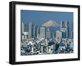 Mount Fuji and City Skyline, Tokyo, Honshu, Japan-null-Framed Premium Photographic Print