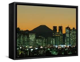 Mount Fuji and City Skyline, Tokyo, Honshu, Japan-null-Framed Stretched Canvas