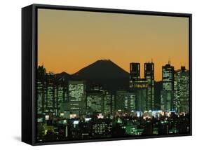 Mount Fuji and City Skyline, Tokyo, Honshu, Japan-null-Framed Stretched Canvas