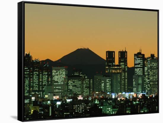 Mount Fuji and City Skyline, Tokyo, Honshu, Japan-null-Framed Stretched Canvas