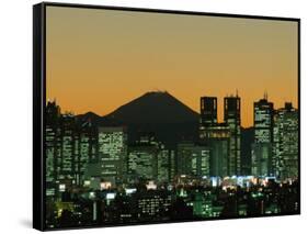 Mount Fuji and City Skyline, Tokyo, Honshu, Japan-null-Framed Stretched Canvas