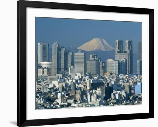 Mount Fuji and City Skyline, Tokyo, Honshu, Japan-null-Framed Photographic Print