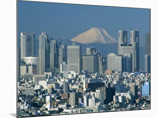 Mount Fuji and City Skyline, Tokyo, Honshu, Japan-null-Mounted Photographic Print