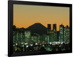 Mount Fuji and City Skyline, Tokyo, Honshu, Japan-null-Framed Photographic Print