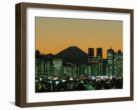 Mount Fuji and City Skyline, Tokyo, Honshu, Japan-null-Framed Photographic Print