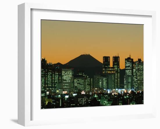 Mount Fuji and City Skyline, Tokyo, Honshu, Japan-null-Framed Photographic Print