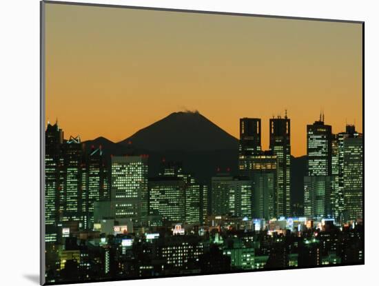 Mount Fuji and City Skyline, Tokyo, Honshu, Japan-null-Mounted Photographic Print