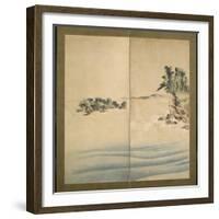 Mount Fuji and Enoshima, Edo Period, C.1825-Katsushika Hokusai-Framed Giclee Print