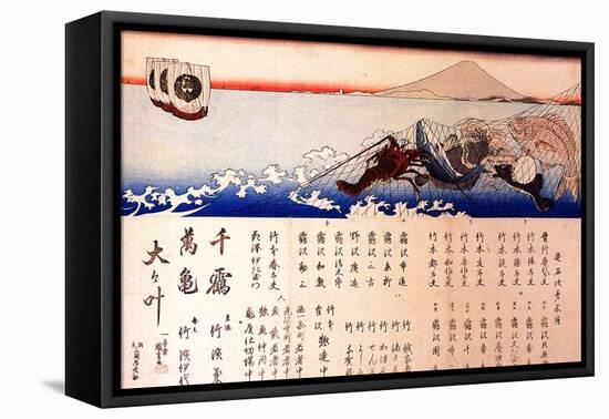 Mount Fuji and Fishing Net-Kuniyoshi Utagawa-Framed Stretched Canvas