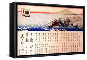 Mount Fuji and Fishing Net-Kuniyoshi Utagawa-Framed Stretched Canvas