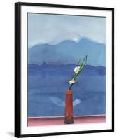 Mount Fuji and Flowers-David Hockney-Framed Art Print