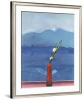 Mount Fuji and Flowers-David Hockney-Framed Art Print