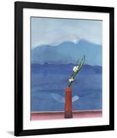 Mount Fuji and Flowers-David Hockney-Framed Art Print