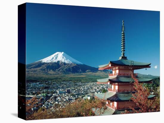 Mount Fuji and Pagoda, Hakone, Honshu, Japan-Steve Vidler-Stretched Canvas