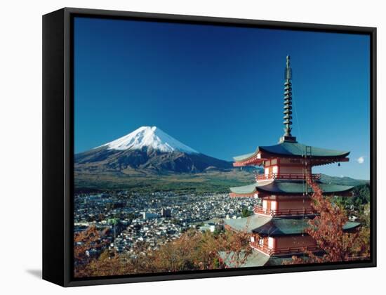 Mount Fuji and Pagoda, Hakone, Honshu, Japan-Steve Vidler-Framed Stretched Canvas