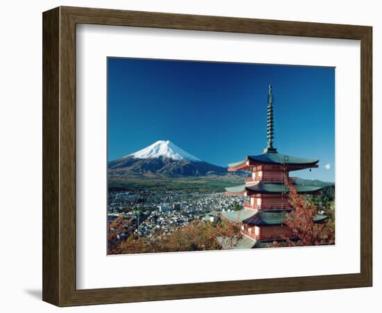 Mount Fuji and Pagoda, Hakone, Honshu, Japan-Steve Vidler-Framed Photographic Print