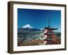 Mount Fuji and Pagoda, Hakone, Honshu, Japan-Steve Vidler-Framed Photographic Print