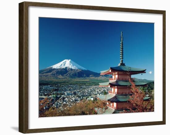 Mount Fuji and Pagoda, Hakone, Honshu, Japan-Steve Vidler-Framed Photographic Print