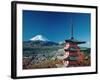Mount Fuji and Pagoda, Hakone, Honshu, Japan-Steve Vidler-Framed Photographic Print