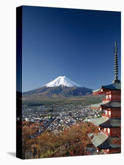 Mount Fuji and Pagoda, Honshu, Japan-Steve Vidler-Stretched Canvas