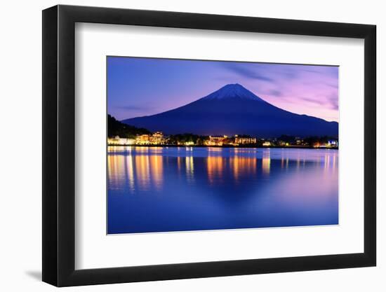 Mount Fuji at Dusk near Lake Kawaguchi in Yamanashi Prefecture, Japan.-SeanPavonePhoto-Framed Photographic Print