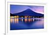 Mount Fuji at Dusk near Lake Kawaguchi in Yamanashi Prefecture, Japan.-SeanPavonePhoto-Framed Photographic Print