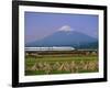 Mount Fuji, Bullet Train and Rice Fields, Fuji, Honshu, Japan-Steve Vidler-Framed Photographic Print