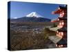 Mount Fuji Capped in Snow and the Upper Levels of a Temple, Central Honshu, Japan-Gavin Hellier-Stretched Canvas