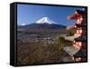 Mount Fuji Capped in Snow and the Upper Levels of a Temple, Central Honshu, Japan-Gavin Hellier-Framed Stretched Canvas