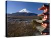 Mount Fuji Capped in Snow and the Upper Levels of a Temple, Central Honshu, Japan-Gavin Hellier-Stretched Canvas