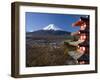 Mount Fuji Capped in Snow and the Upper Levels of a Temple, Central Honshu, Japan-Gavin Hellier-Framed Photographic Print