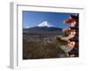 Mount Fuji Capped in Snow and the Upper Levels of a Temple, Central Honshu, Japan-Gavin Hellier-Framed Photographic Print