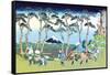 Mount Fuji Pilgrimage-Katsushika Hokusai-Framed Stretched Canvas