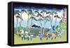 Mount Fuji Pilgrimage-Katsushika Hokusai-Framed Stretched Canvas