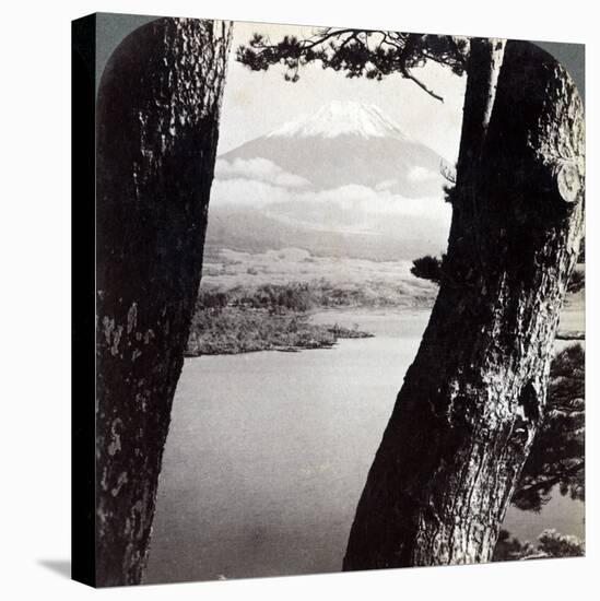 Mount Fuji, Seen from the Northwest, Through Pines at Lake Motosu, Japan, 1904-Underwood & Underwood-Stretched Canvas