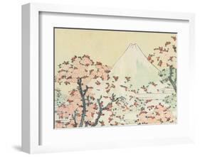 Mount Fuji seen through Cherry Blossom-Katsushika Hokusai-Framed Art Print